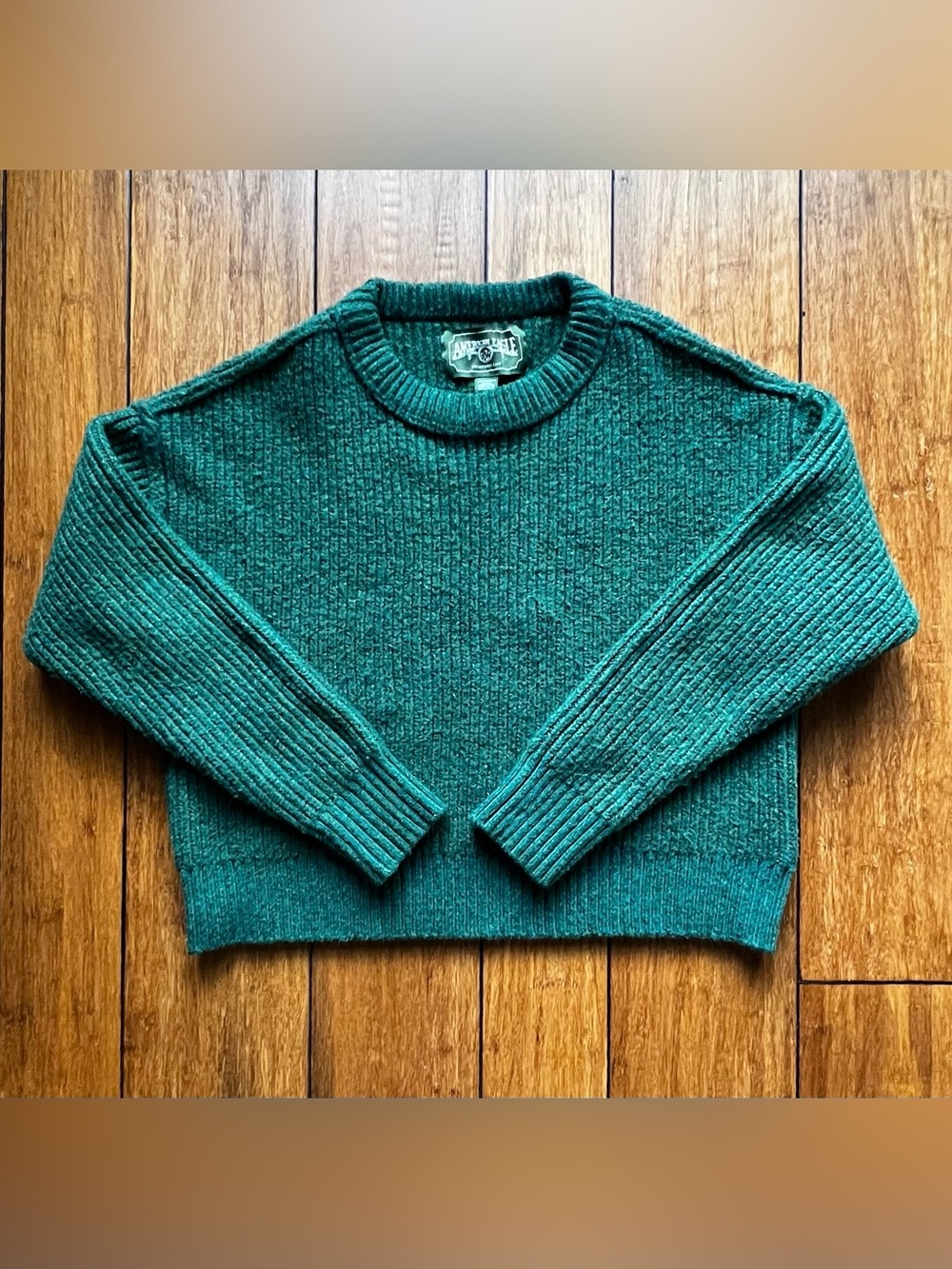 American Eagle Outfitters Green Ribbed Knit Crewneck Sweater Size XS